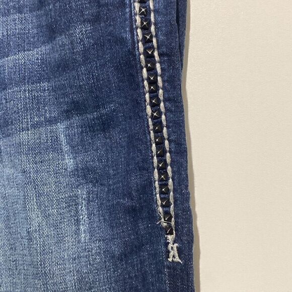 Rock and Roll Cowgirl Women's Blue Embellished Low Rise Jeans Size 33X34 - Picture 7 of 16